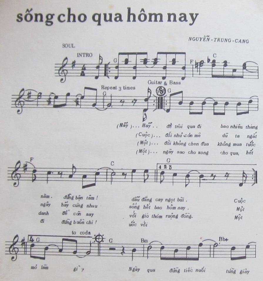 Sheet nhạc Sống Cho Qua Hôm Nay